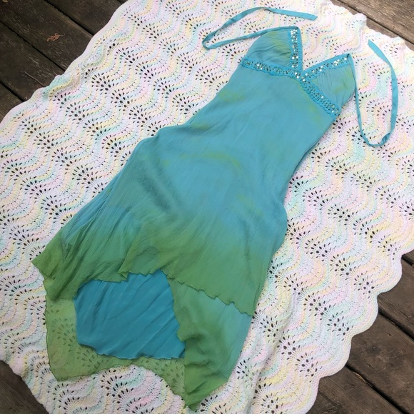 Bebe Open-Back Silk Fairy Halter Dress - Picture 1 of 8